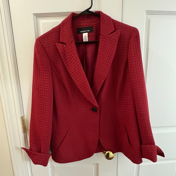 Vintage Jones New York size 12 Red Herringbone blazer Textured Fit - Picture 1 of 3